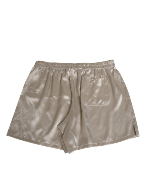 Dolce & Gabbana Beige Silk Satin Elastic Men Boxer Short Swimwear